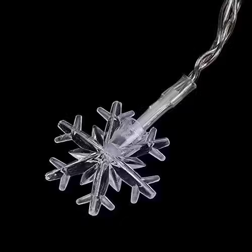 Snowflake String Light String Outdoor Waterproof House Decorative Light String Interior Decoration,Decorative Snowflake Lights for Christmas, Party (Warm White)