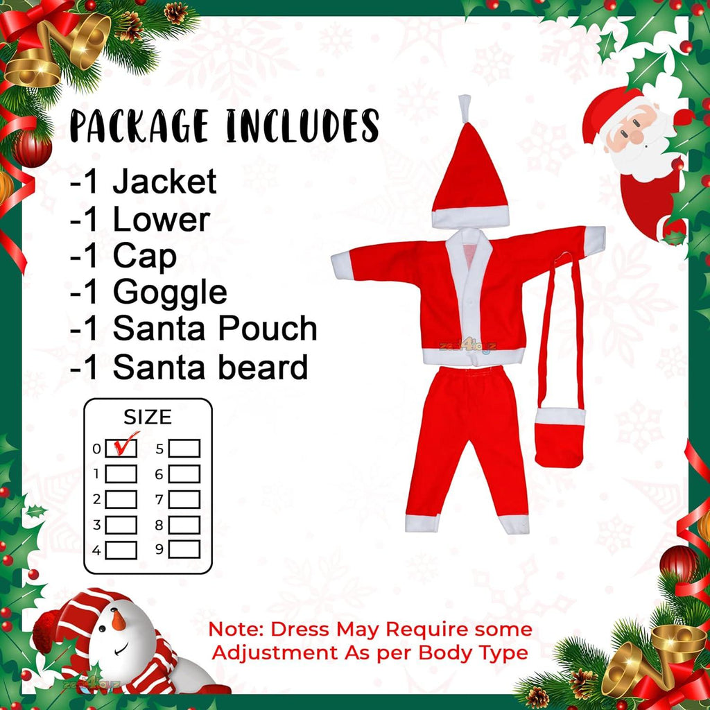 Christmas Santa Claus Dress & Beard (Pack of 2) - For zero to 6 month babies