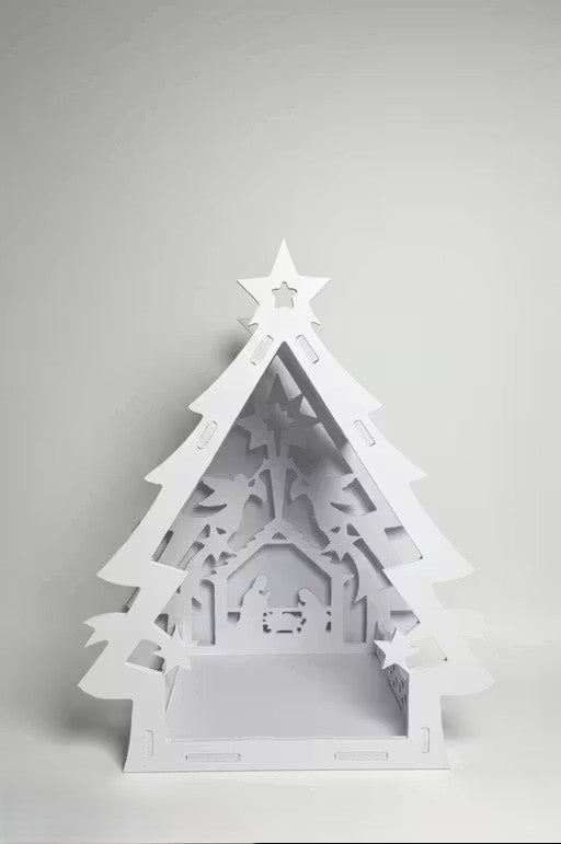 Complete Christmas Tree Nativity Scene Set (Crib, Figures & tree)