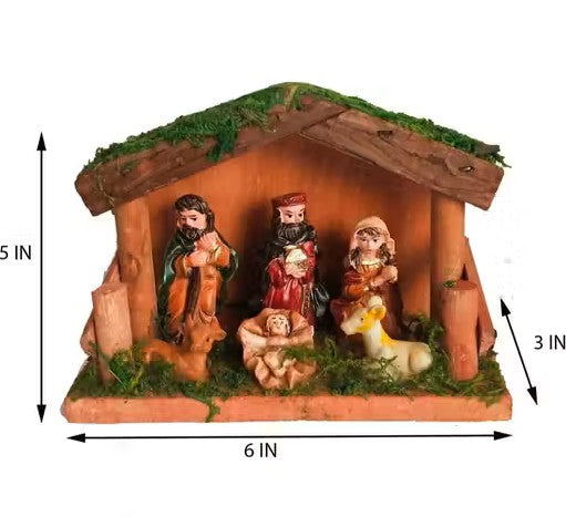 Wooden Crib table top set , Christmas Decor set