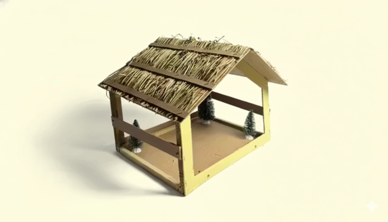 Handmade Wooden Nativity Crib