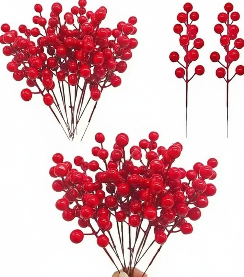 10 Red Berry Wreath Red Berry Stem Artificial Berry Stems Red Berry Twigs Christmas Pine Pick Home Decoration Christmas Tree Decor