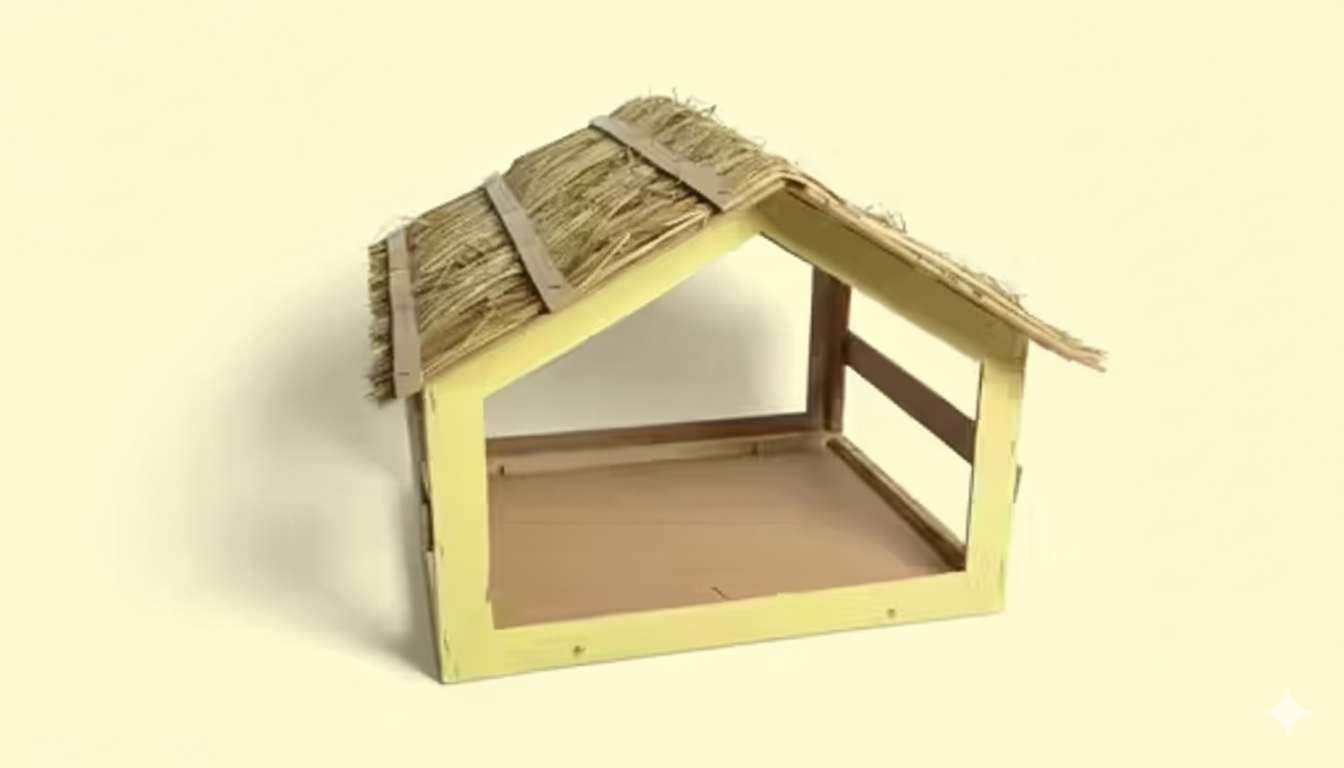 Handmade Wooden Nativity Crib