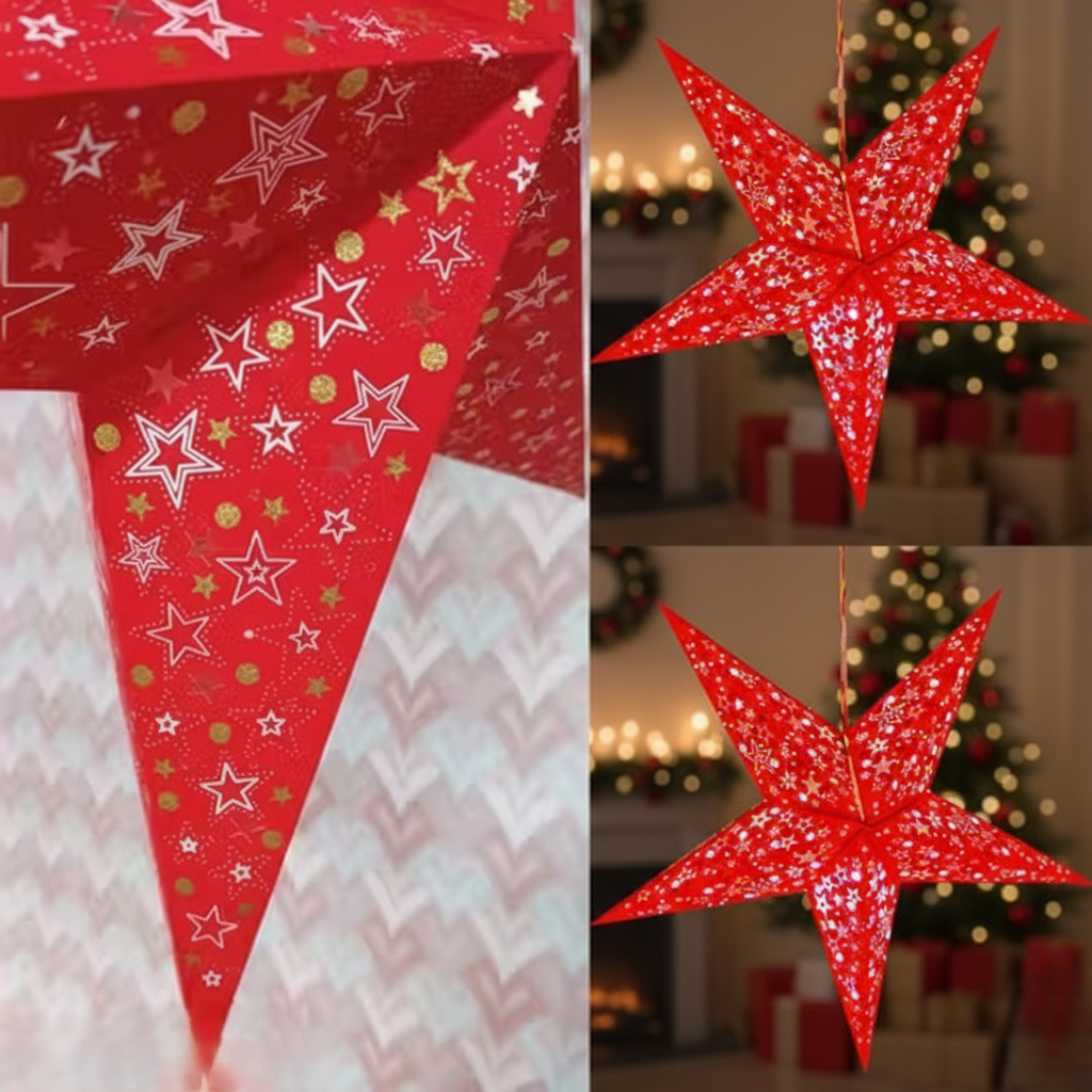 Beautiful Hanging Star | Decorative Star for Home & Office for Christmas -Décor Red - 12 Inch