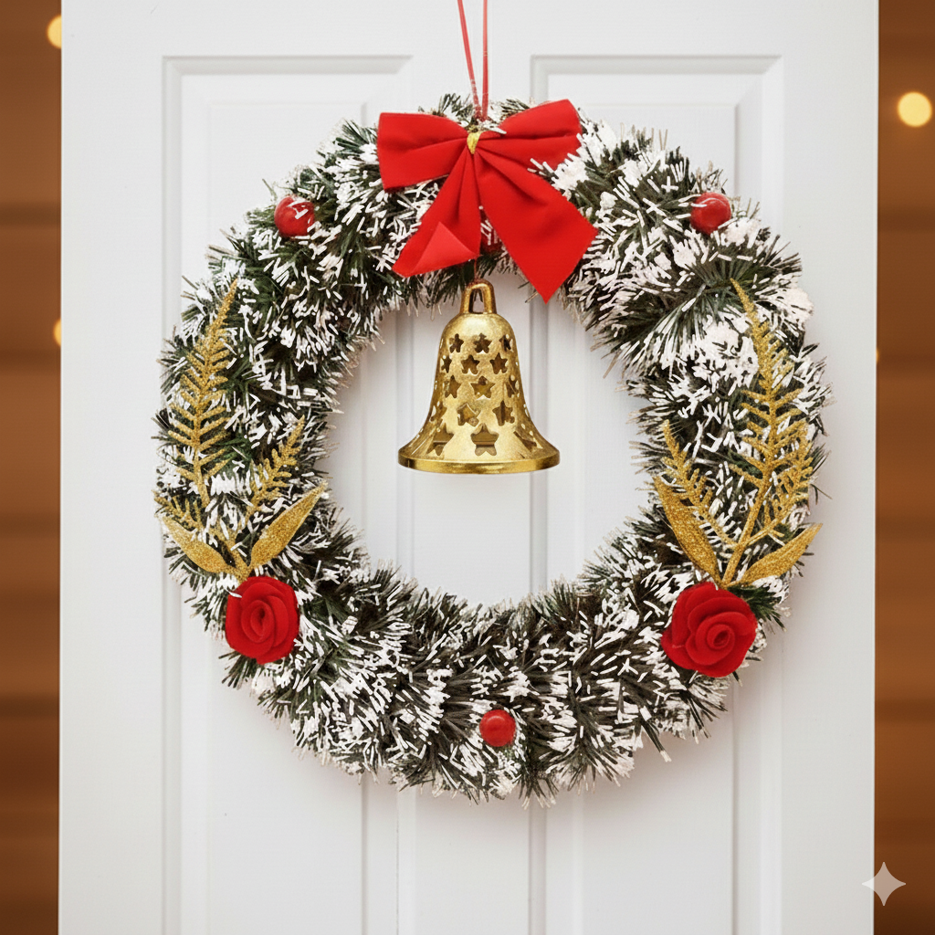 SAU RANG INDIA Designer Christmas Wreath for front door/Wall Hanging/Decoration for Xmas Party/Christmas Decorations for Home/Gifts/Wreath - (Black Pine, 10 Inch)