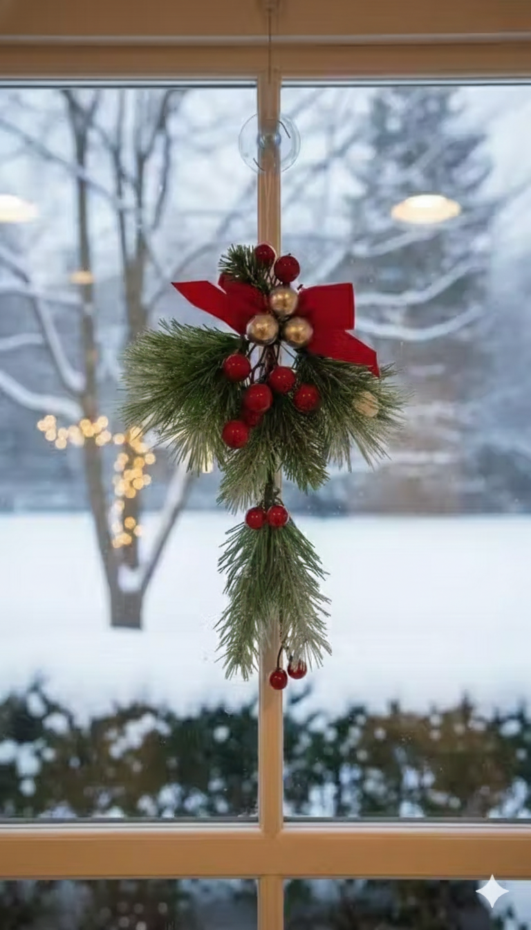 Red and Silver Berry Pine Christmas Hanging Decoration, Christmas Hanging Ornaments