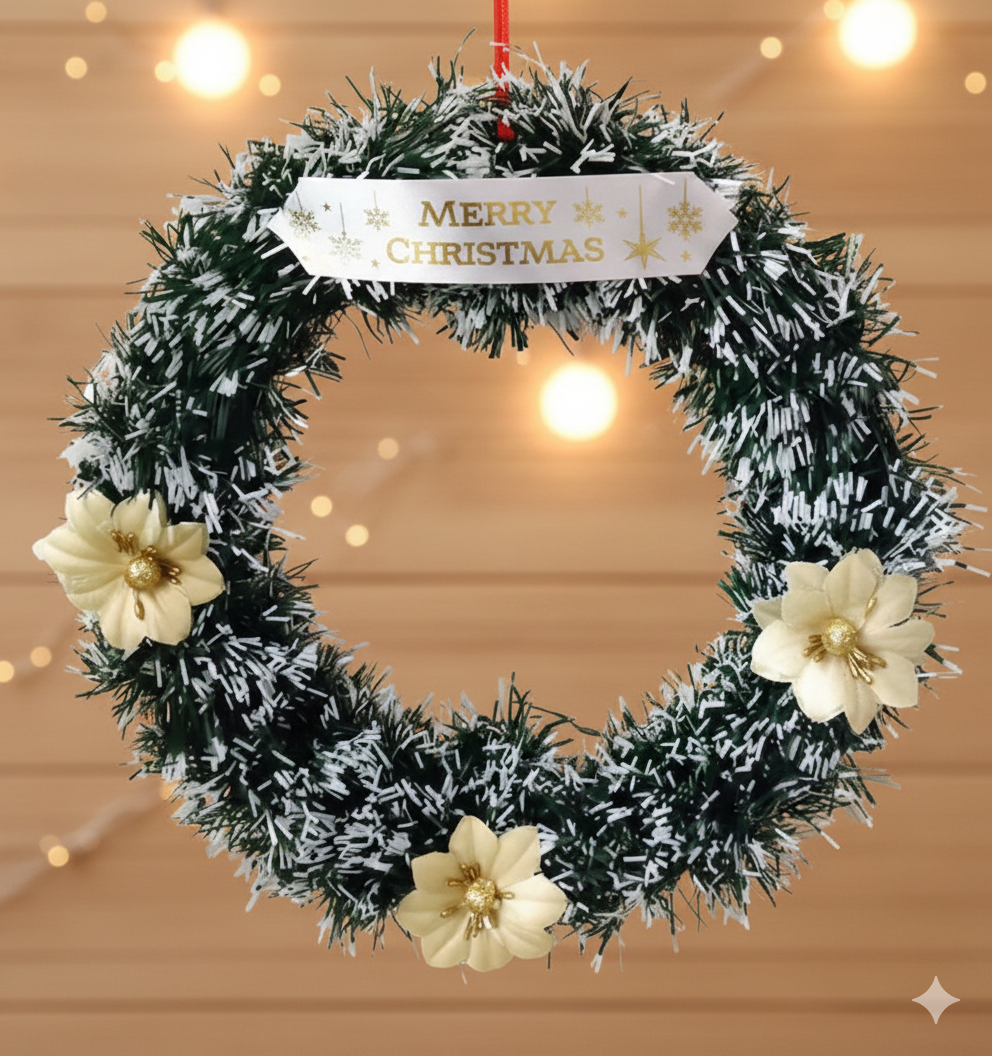 Christmas Wreath for front door/Wall Hanging/Decoration for Xmas Party/Christmas Decorations for Home/Gifts/Wreath - (Black Pine, 10 Inch)