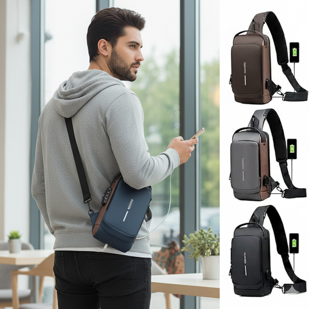 Premium Sling Bag for Men & Women with USB Charging port