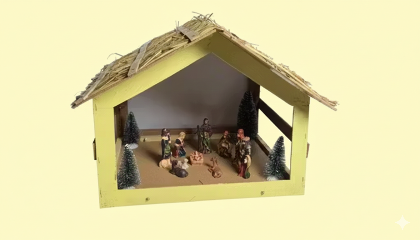 Handmade Wooden Nativity Crib