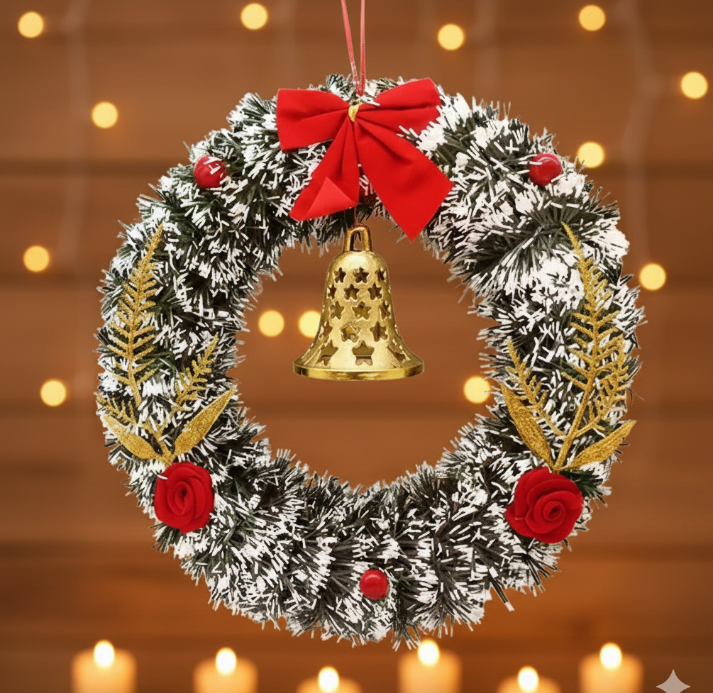 SAU RANG INDIA Designer Christmas Wreath for front door/Wall Hanging/Decoration for Xmas Party/Christmas Decorations for Home/Gifts/Wreath - (Black Pine, 10 Inch)