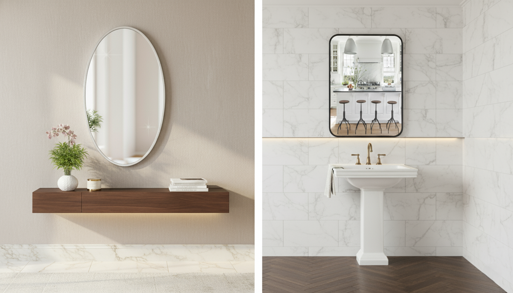 Combo of Oval Shape & Square Shape Mirror (Pack of 2)