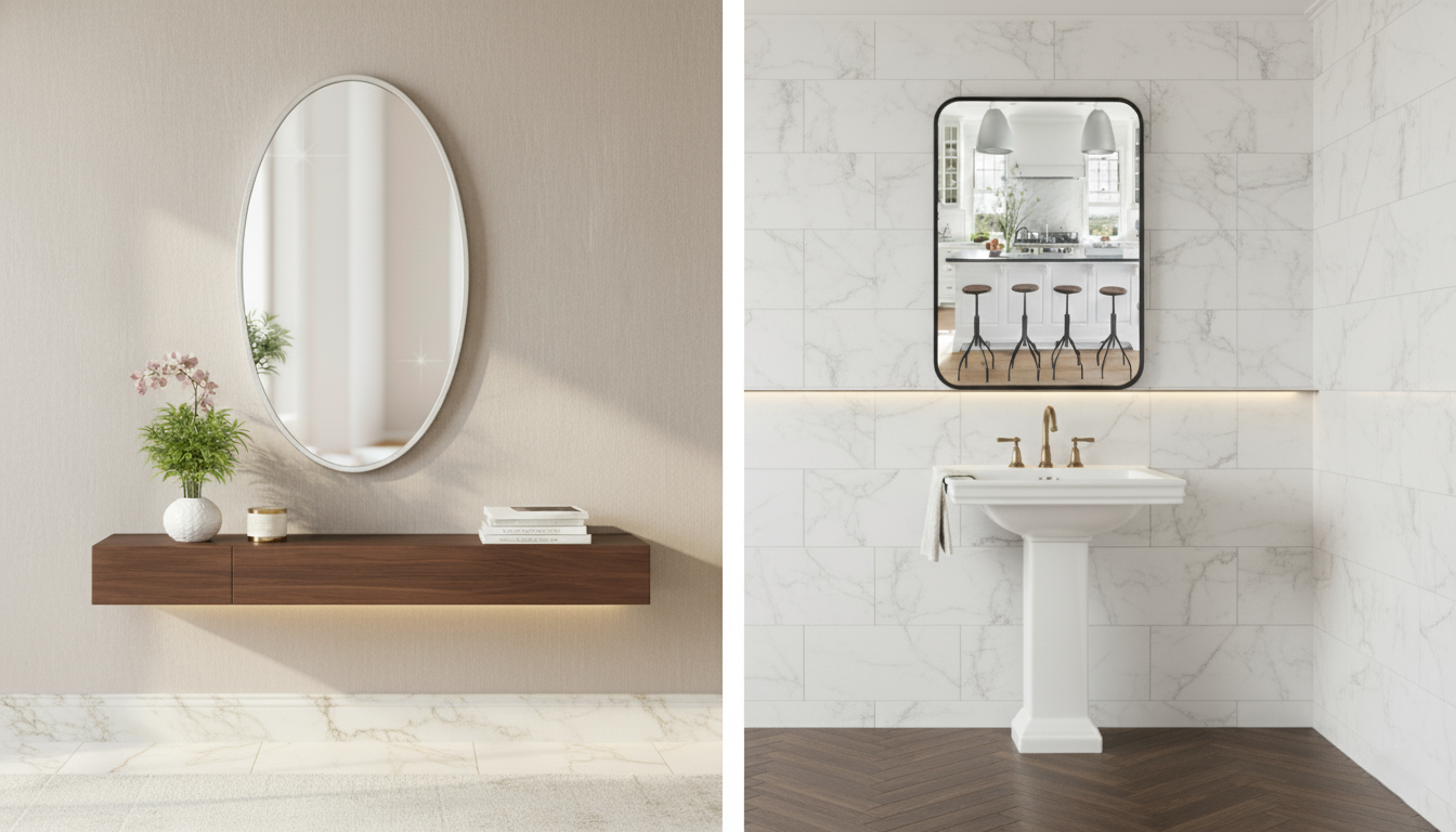 Combo of Oval Shape & Square Shape Mirror (Pack of 2)