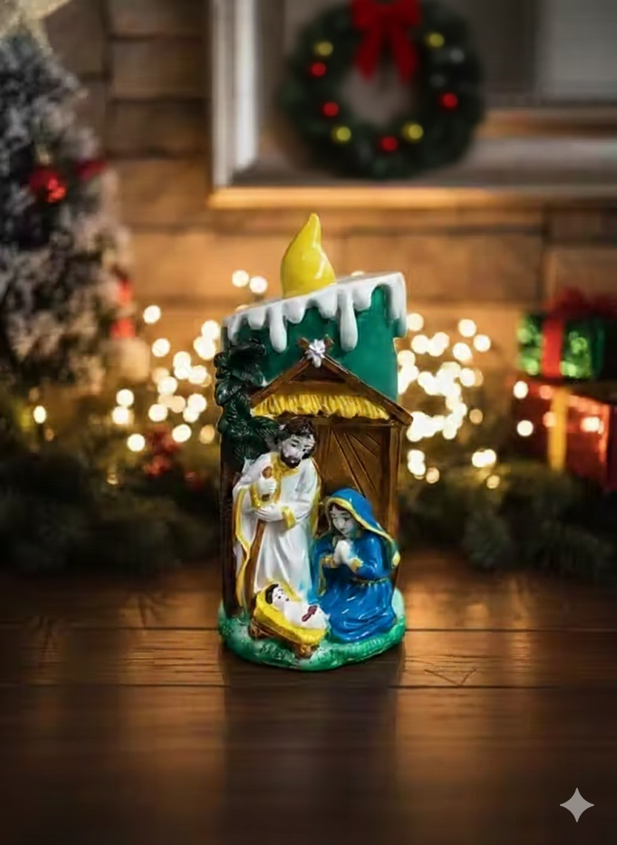 Jesus Christ Decor Candle For HomeCeramic Nativity Scene Candle Lantern (or Holder)