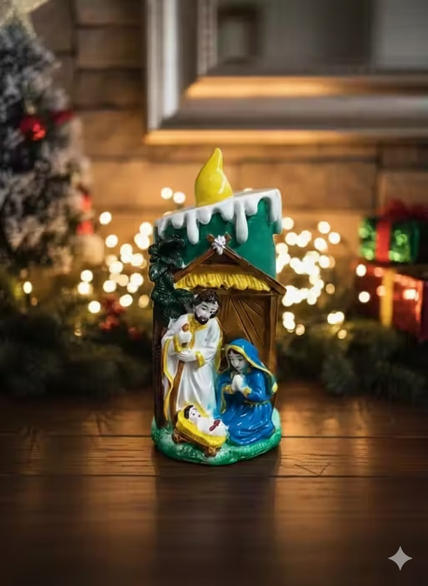Jesus Christ Decor Candle For HomeCeramic Nativity Scene Candle Lantern (or Holder)