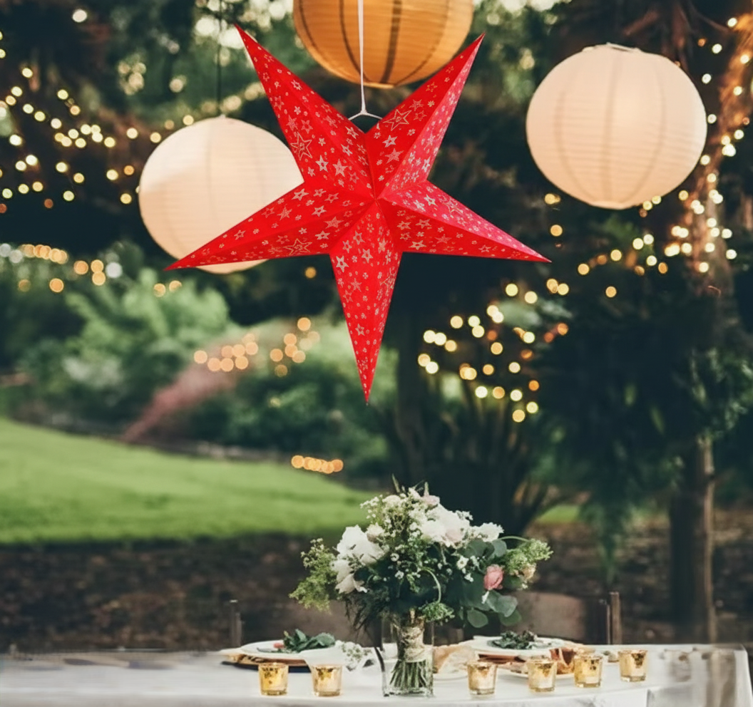 Beautiful Hanging Star | Decorative Star for Home & Office for Christmas -Décor Red - 12 Inch