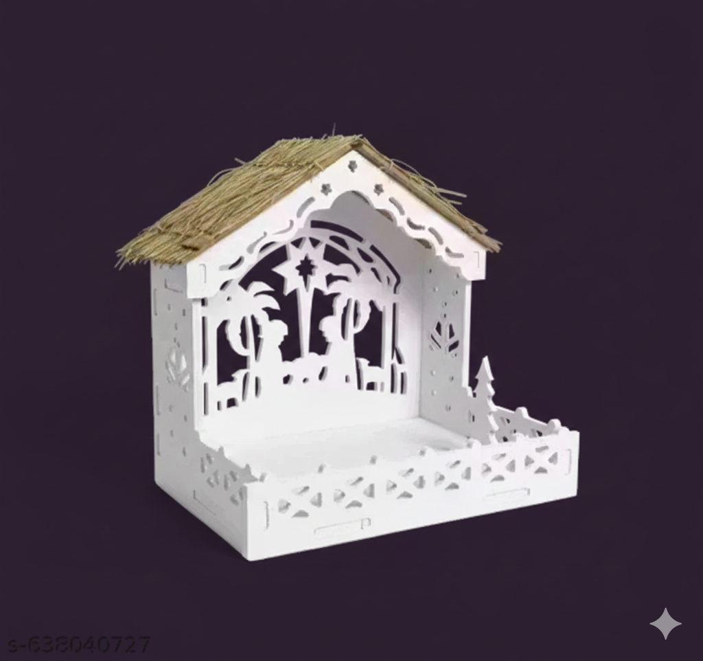 Nativity Scene with Straw Roof