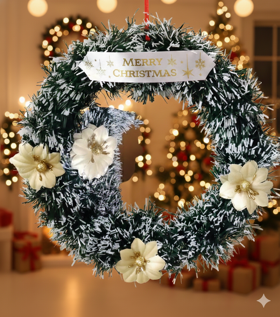 Christmas Wreath for front door/Wall Hanging/Decoration for Xmas Party/Christmas Decorations for Home/Gifts/Wreath - (Black Pine, 10 Inch)
