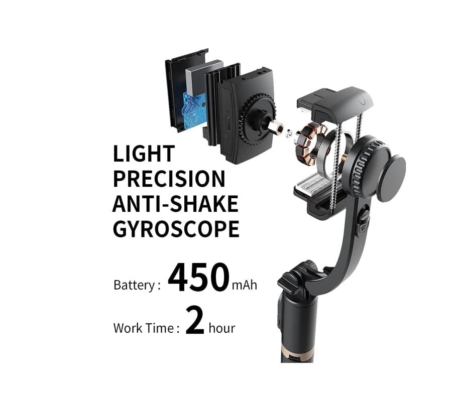Gimbal Stabilizer (Anti Shake) and Selfie Stick Tripod
