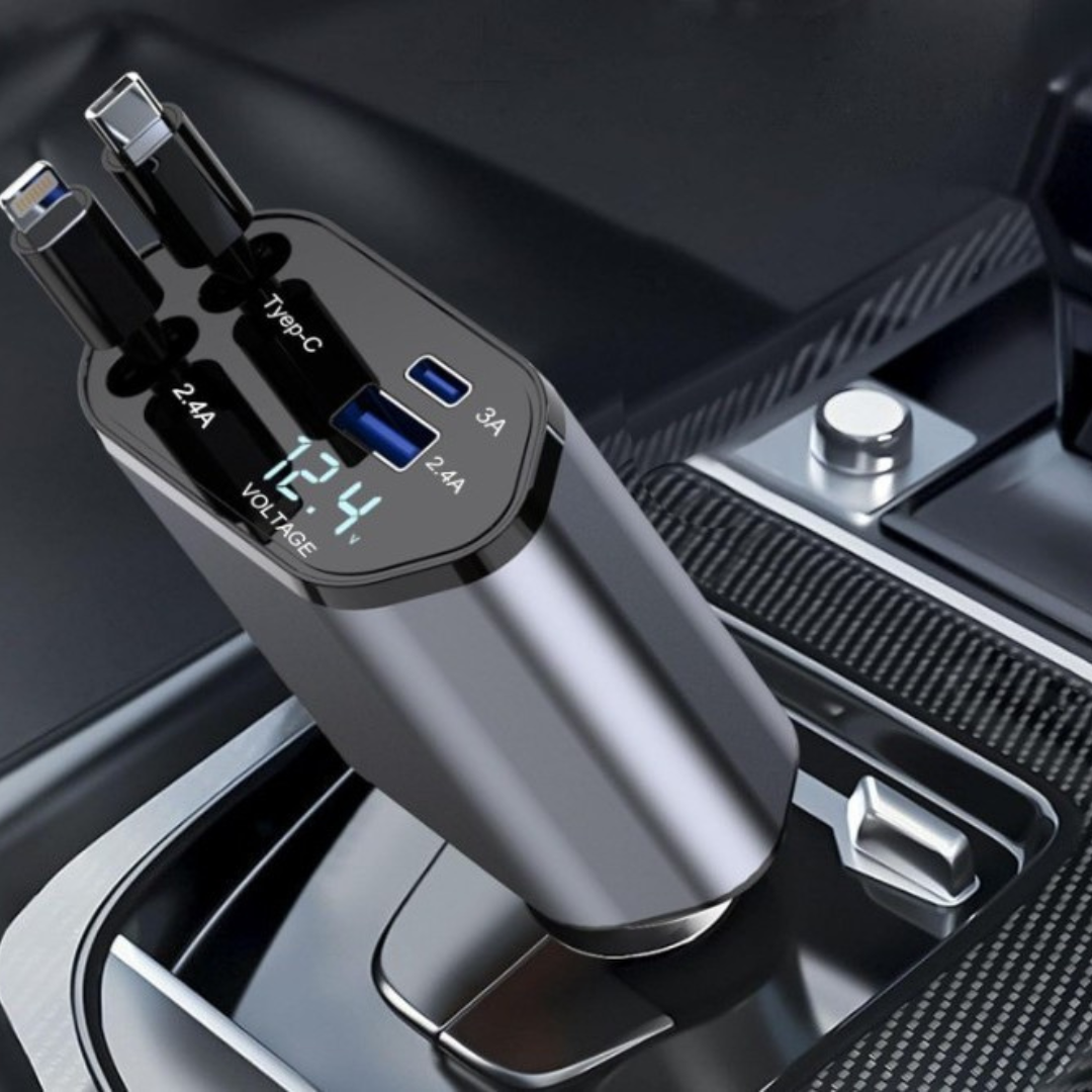 Premium 120W Fast Car Charger with FREE Solar Rotating Car Dashboard Air Freshener/Perfume Diffuser with perfume