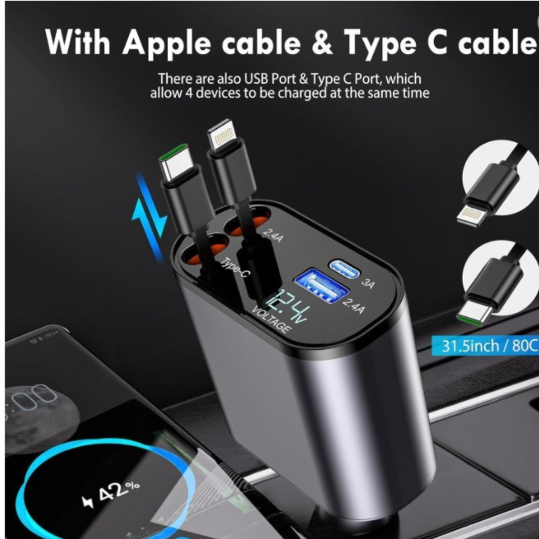 Premium 120W Fast Car Charger with FREE Solar Rotating Car Dashboard Air Freshener/Perfume Diffuser with perfume