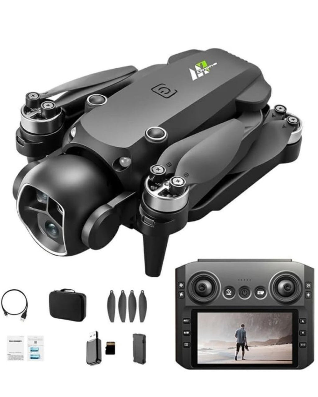 M7 Drone - Optical flow Duel Cammera Foldable Brushless FPV Drone with 4.3 inch Screen