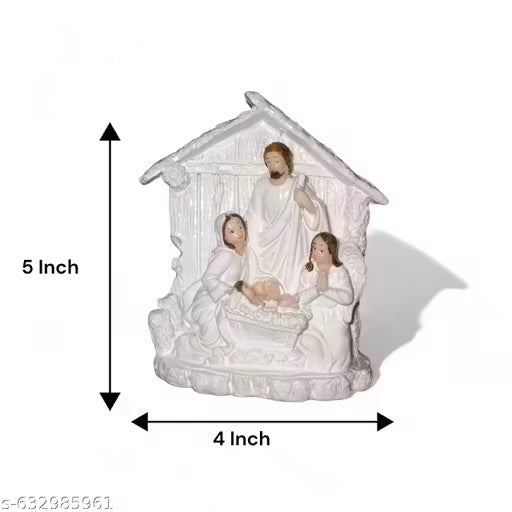 White Christmas Nativity Statue