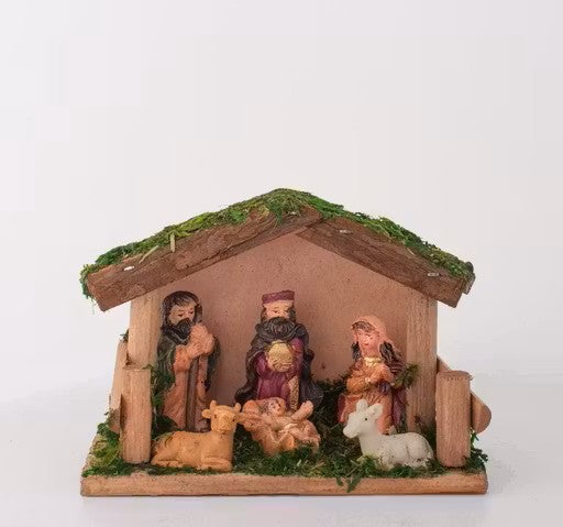 Wooden Crib table top set , Christmas Decor set