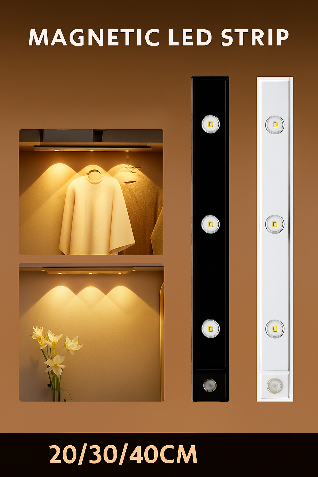 LED PIR Motion Sensor Cabinet light with USB Rechargeable