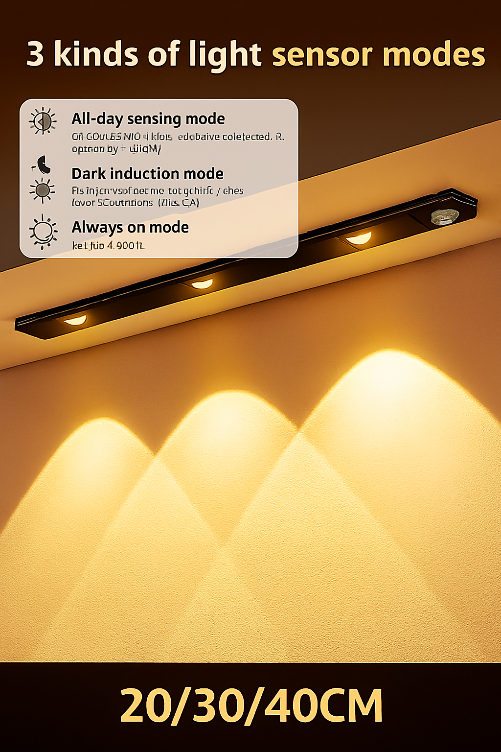 LED PIR Motion Sensor Cabinet light with USB Rechargeable