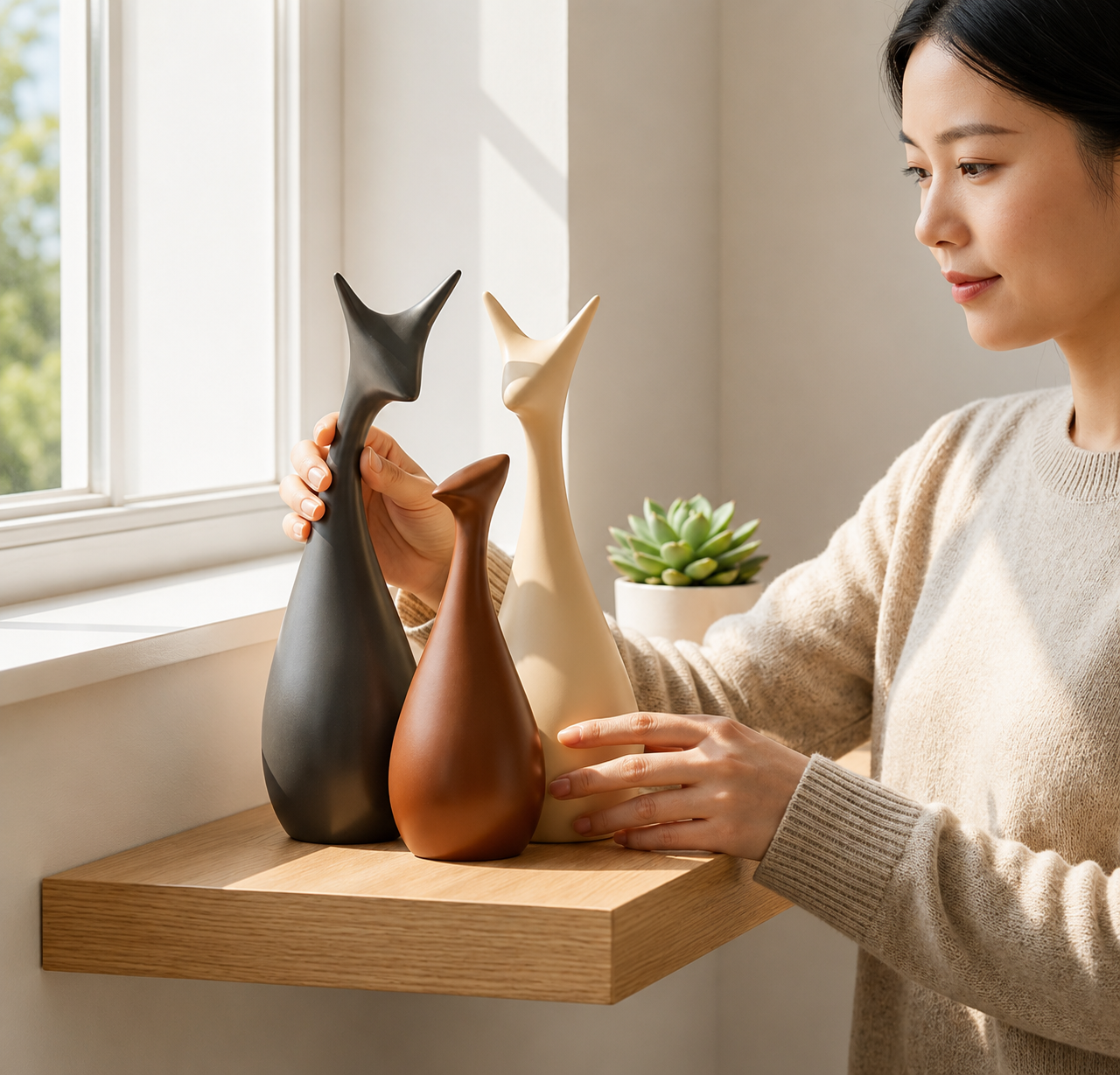 Elegant Ceramic Deer Family Set | Matte Finish Home Décor