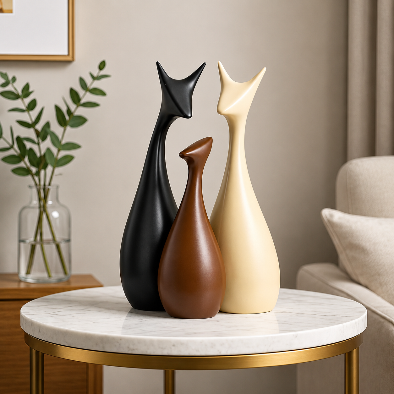 Elegant Ceramic Deer Family Set | Matte Finish Home Décor