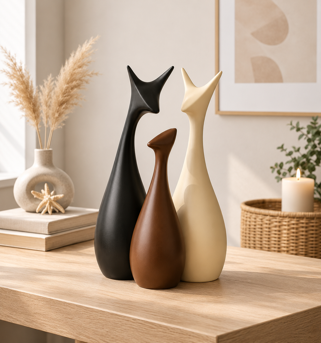 Elegant Ceramic Deer Family Set | Matte Finish Home Décor