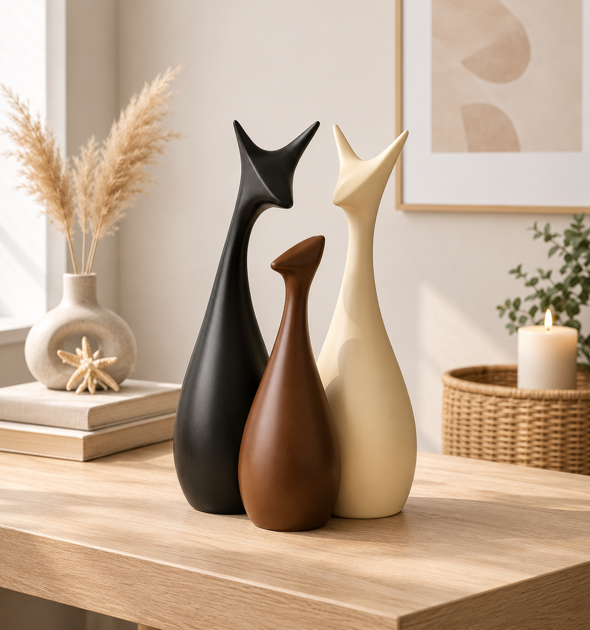 Elegant Ceramic Deer Family Set | Matte Finish Home Décor
