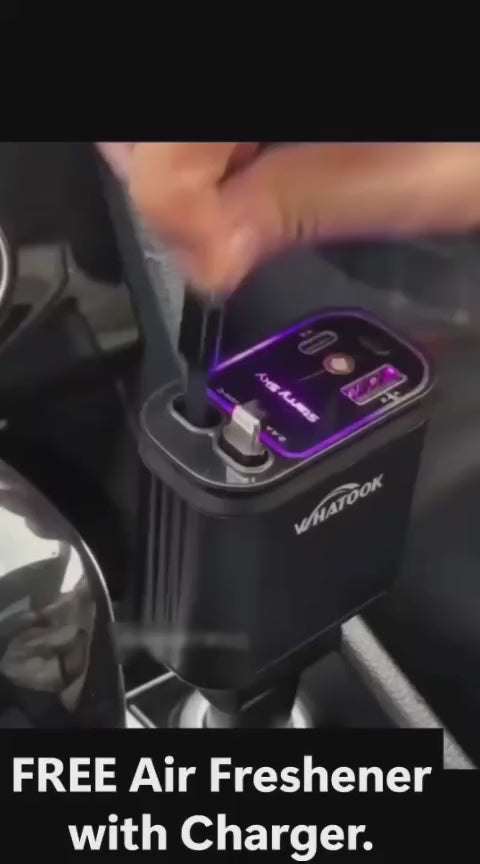 Premium 120W Fast Car Charger with FREE Solar Rotating Car Dashboard Air Freshener/Perfume Diffuser with perfume