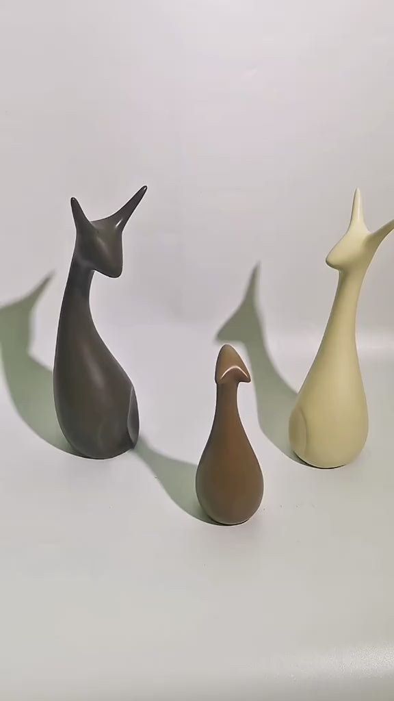 Elegant Ceramic Deer Family Set | Matte Finish Home Décor